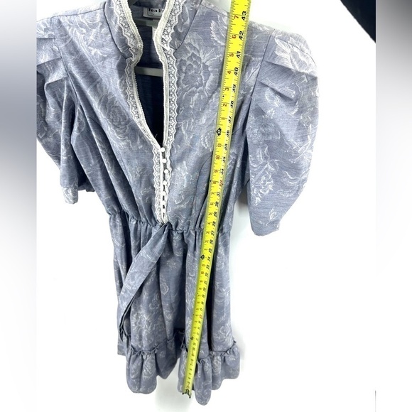 Vintage Pea Patch Prairie Dress Womens 11/12 Beaded Lace Pearl Puff Cottage USA - Picture 11 of 12